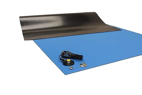 Rubber ESD Anti-Static HIGH Temperature Soldering MAT-30" X 36" (2.5' x 3') - 0.08" Thick- with Ground Cable-Blue