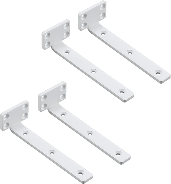 Mooche Set of 4 Floating Shelf Brackets 15 x 5 cm Shelf Brackets Durable and Practical Wall Bracket with Screws White