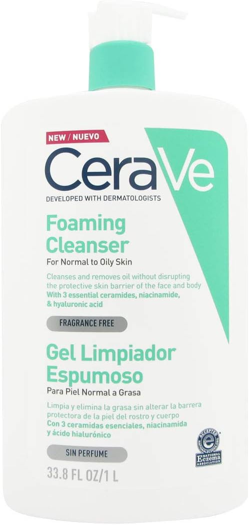 CeraVe Foaming Cleanser for Normal to Oily Skin with Niacinamide and 3 Essential Ceramides