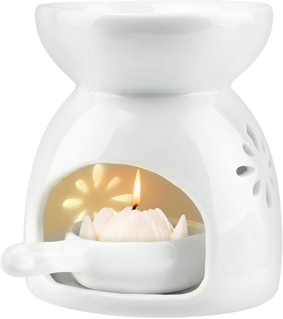 Ceramic Tea Light Holder with Candle Spoon,Essential Oil Burner Wax Burne