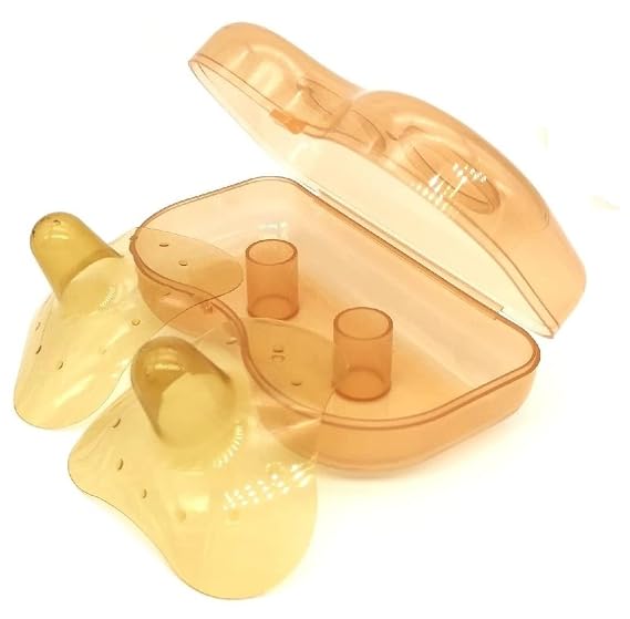 Nipple Shields for Breastfeeding Nursing Newborn for Women Baby Premium Contact Nippleshield for with Latch Difficulties or Flat or Inverted Nipples Light Brown Color 1 Pair