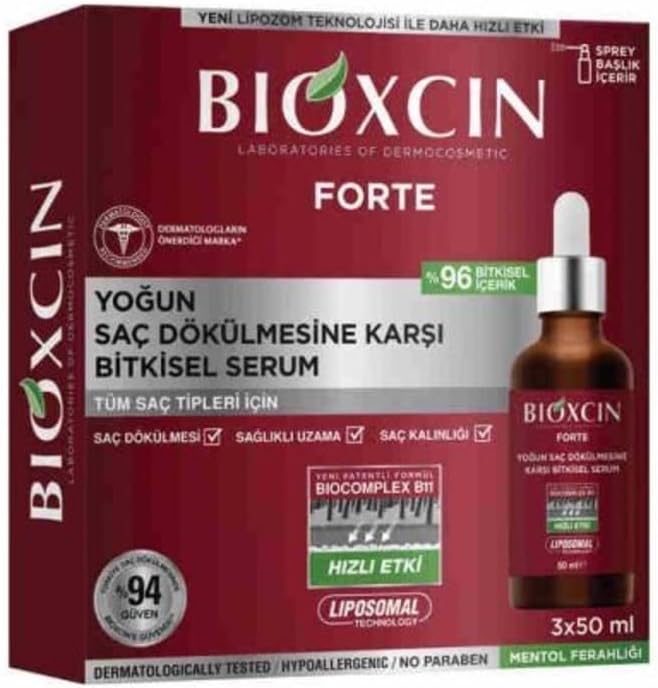 Bioxcin Forte Yoğun Saç Dökülmesine Karşı Bitkisel Serum, 3 x 50 ml