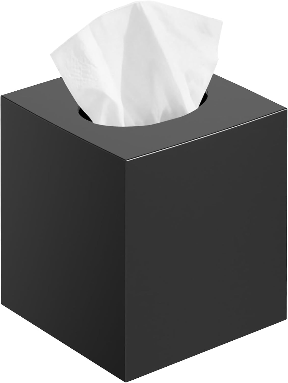 CHONLY Tissue Box Holder, Acrylic Tissue Box Cover, Square Box of Tissues for Bathroom, Napkin Holder for Kitchen, Tissue Box Covers Cube for Office, Dresser, Desk, Vanity Countertop (Black)