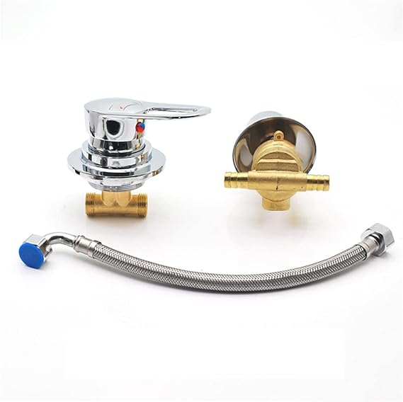New Screw Free Fixing Shower Cabin Mixer Tap Split 2 Parts Intubattion/Thread Faucet 2/3/4/5 Way Diverter, Ceramic Cartridge, Send 30cm Connector, for Shower Cabin Cabinet (Intubation 2 Output)
