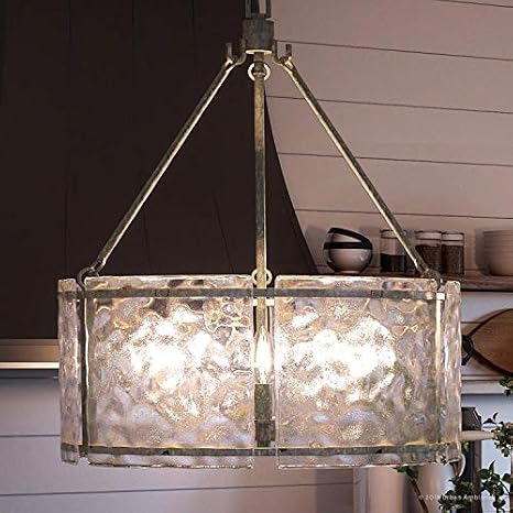 Urban Ambiance Luxury Industrial Chandelier, Large Size: 23.5" H x 20.5" W, with Rustic Style Elements, Silver Etch Finish, UQL2872, Nantes Collection