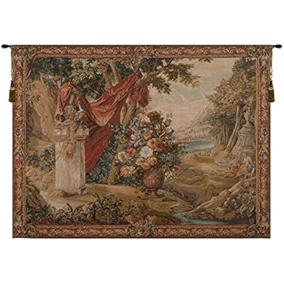 C Charlotte Home Furnishings Inc Bouquet Au Drape Fontaine with People French Tapestry Wall Hanging | Viscose Cotton and Polyester Blend Wall Art | 58 in. x 78 in | Home Decor Accents