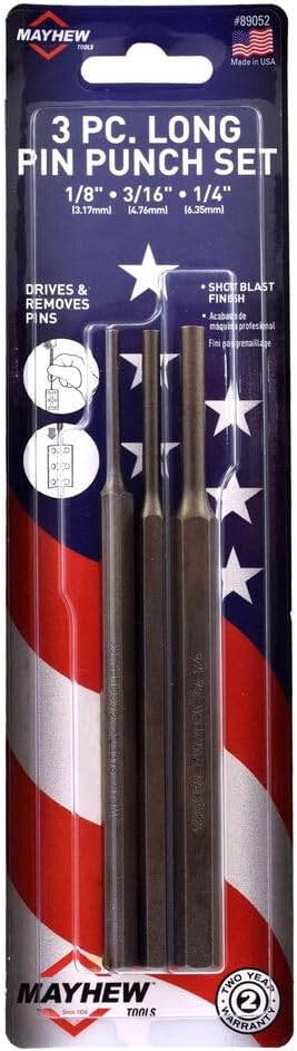 Mayhew Select 89052 Large Pin Punch Set, 3-Piece , Black
