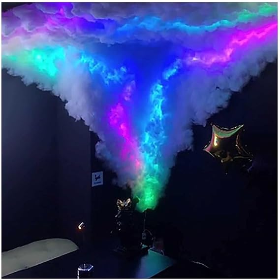 Thunder Cloud LED Light, 3D Cotton Cloud Lights, Fluffy Ceiling Cloud Night Lamp, RGB LED Light with Cotton Cloud Decoration, DIY Atmosphere Night Light for Bedroom Gaming Room Ceiling Decorations