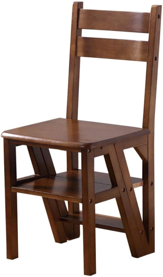Folding Portable Ladder Step Stool Folding Ladder - Small Wooden Ladder 4 Floor Step Folding Stool - Portable Ladder - for Home Garden Library Kitchen