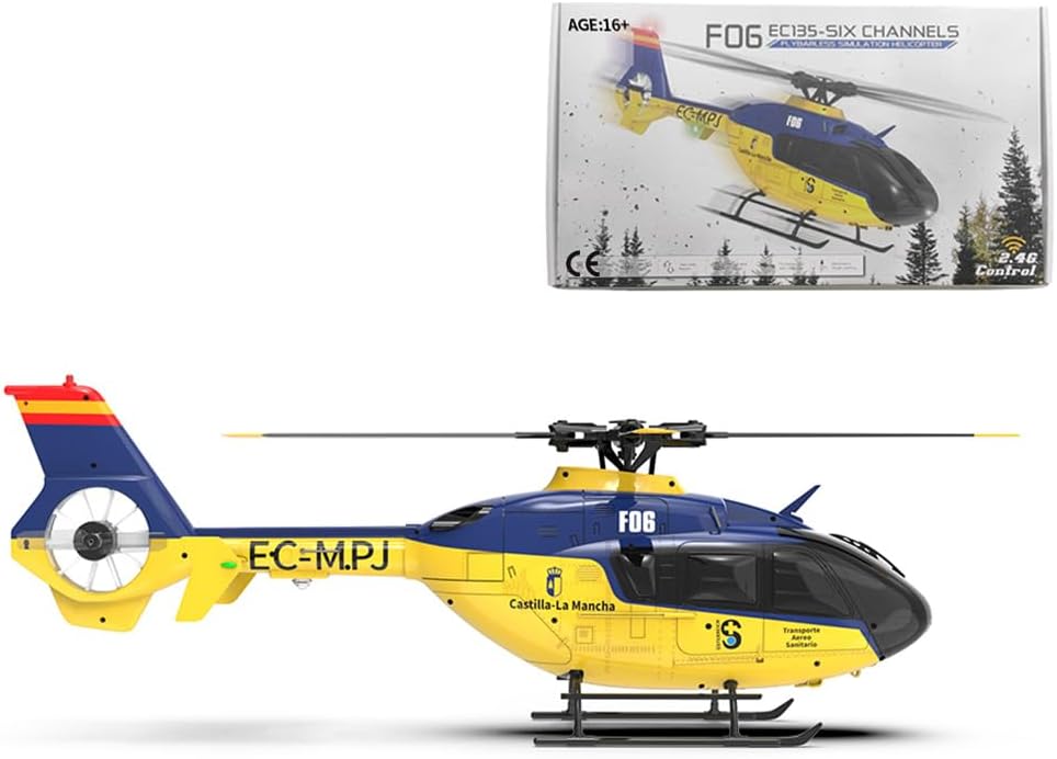 FunXylophy RC Helicopter for Adults, EC-135 2.4G 6CH Direct Drive Brushless Helicopter Model, 136 Outdoor Realistic RC Flying Plane RTF Version