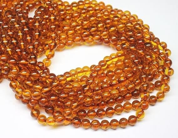 Beads Gemstone Natural Real Orange Amber Smooth Round Ball Gemstone Loose Beads Strand 16 Inch Long 6mm Code-HIGH-20911