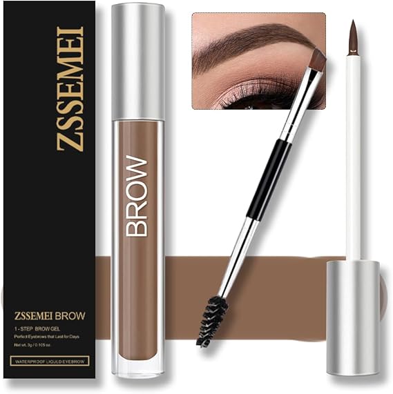 Waterproof Eyebrow Gel for Long Lasting, Highly Tinted Liquid Eye Brow Makeup, Sweatproof, Natural (Auburn)