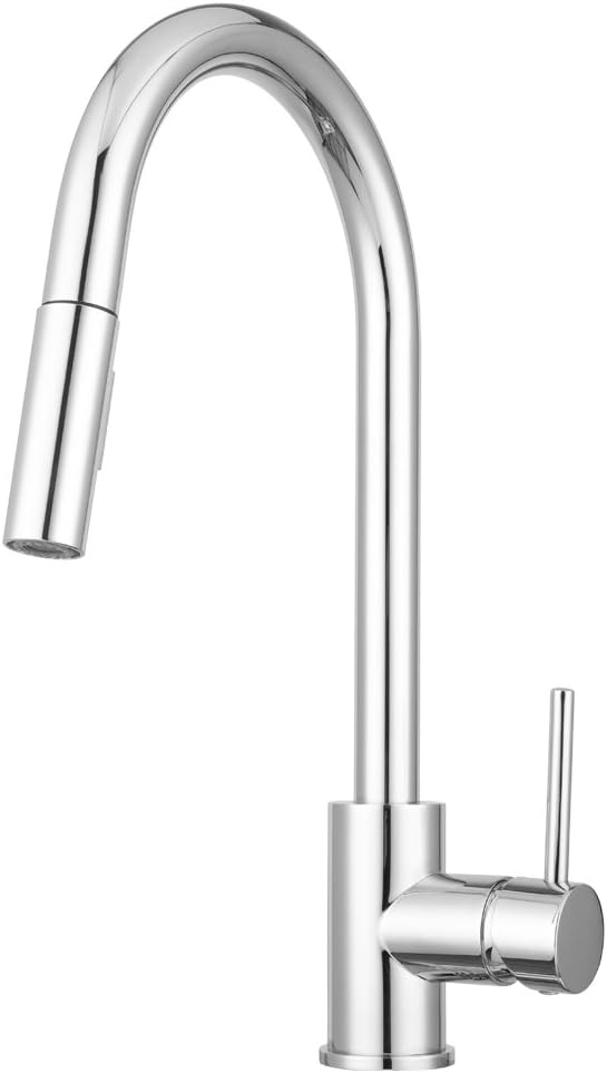 Dura Faucet RV Streamline Single Handle Pull-Down Kitchen Sink Faucet - Optional Deck Plate (Chrome Polished)