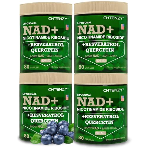 Nicotinamide Riboside 900mg with Resveratrol & Quercetin, Liposomal Supplement, 80 Capsules,4 Bottle, Supports Cellular Energy, Healthy Aging, and Skin Vitality