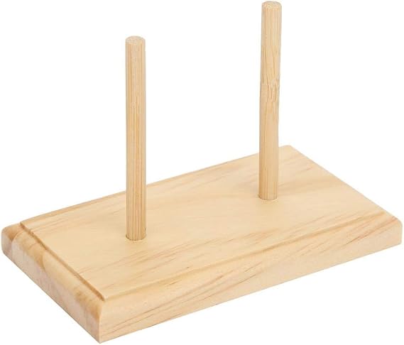Wooden Bobbin Holder Rack, Compact Standing Thread Organizer Display for Sewing Rooms and Embroidery Tables Premium Wood Natural Color 2 Shafts 9 x 5 x 1 cm