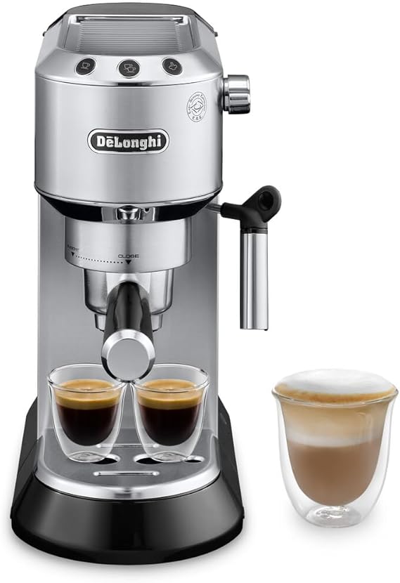 De'Longhi Dedica Espresso Machine, 15-Bar Pump, Frother, Stainless Steel