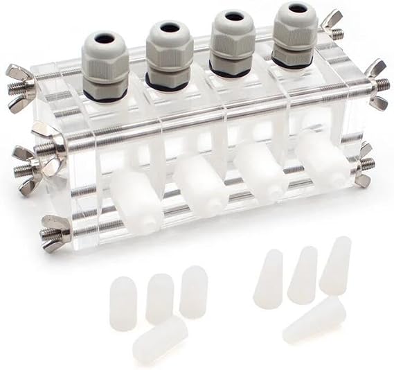 56ML Hydrogen Fuel Cell Reaction Chamber, Microbial Fuel Electrolyzer Quick Connect Reactor Clampable Proton Membrane MFC 4x14ML
