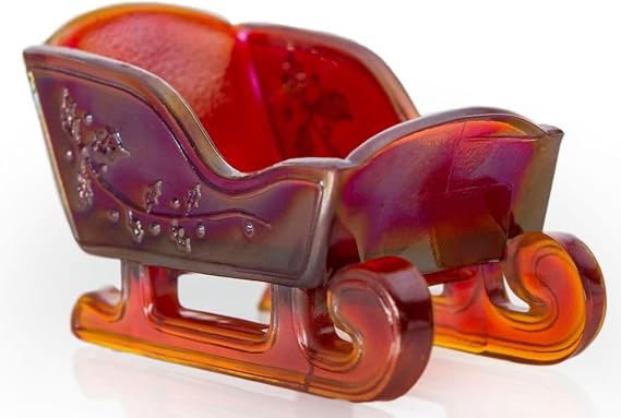 Mini Glass Sleigh - Christmas Holiday Decor - American Made - Mosser Glass USA (Red Carnival)