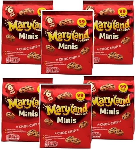 Maryland Multipack Cookies | Mini Chocolate Chip Biscuits Bundle (6 x 19.8g) – 118.8g, Snack Treat By Snackify | Lunch box kids Lover | Available for Kids Birthday Gift for Him & Her (Pack of 6)