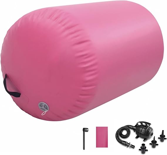Air Roller Gymnastics Barrel Tumbling Mat Inflatable 60/75/90 CM Air Spot Tumble Track Mat Backbend Trainer with Air Pump for Training/Yoga/Backflip/Home Use