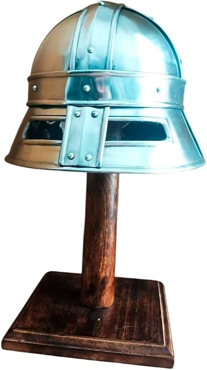 Medieval Kettle Hat Helmet 13th Century Crusader Infantry Replica 18 Gauge Steel with Padded Liner Included Padded Cap and Helmet Stand