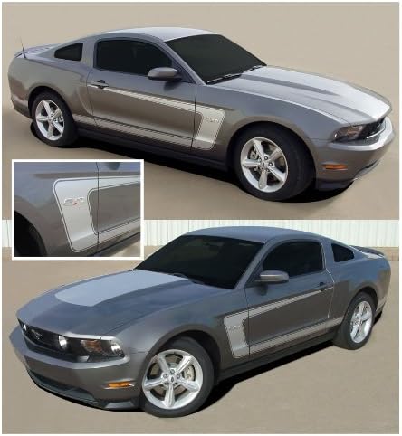 Compatible with - Ford Mustang 2010 to 2012 Blue Boss Stryle Side Stripes Body Graphic Kit