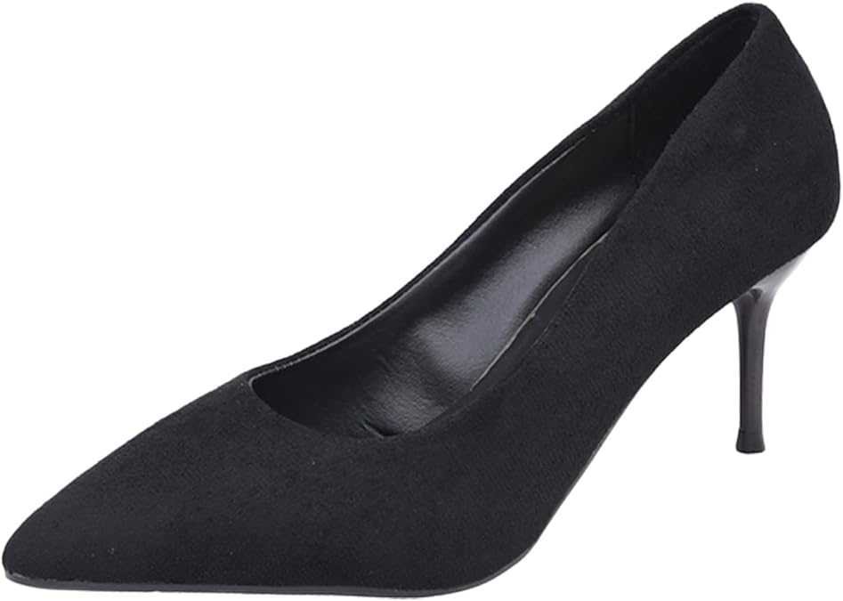 Womens Shoes Summer Casual Fashion Shoes Casual Shoes Pointed Toe Stiletto Sandals Heel Shoes for Little Girls (Black, 7)