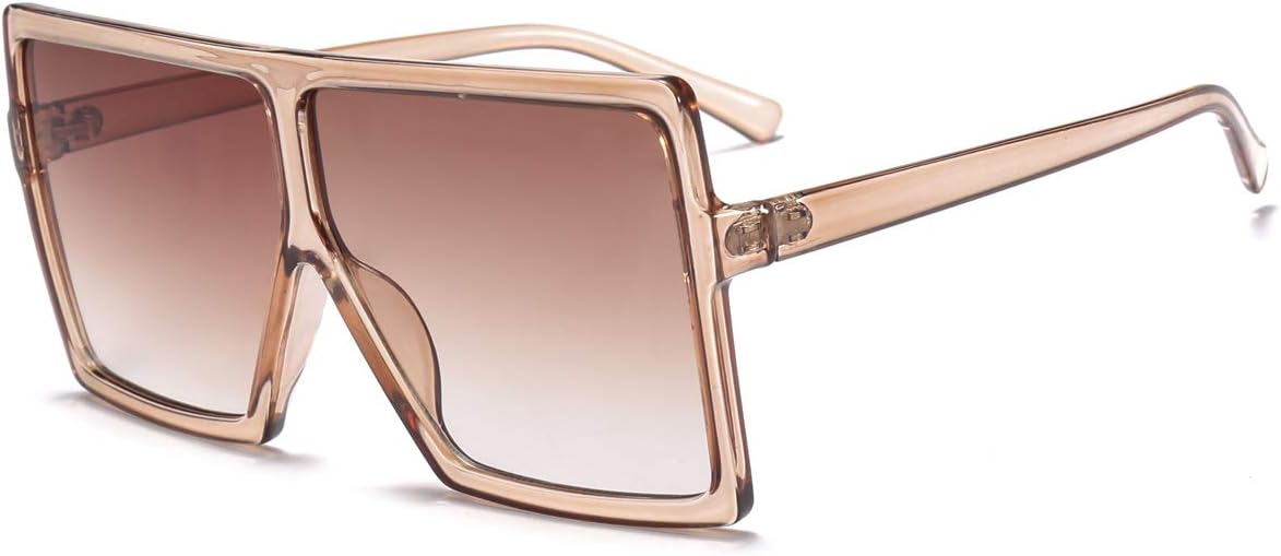 Dollger Square Oversized Sunglasses for Women Men Fashion Big Black 70s Flat Top Sunglasses Shades