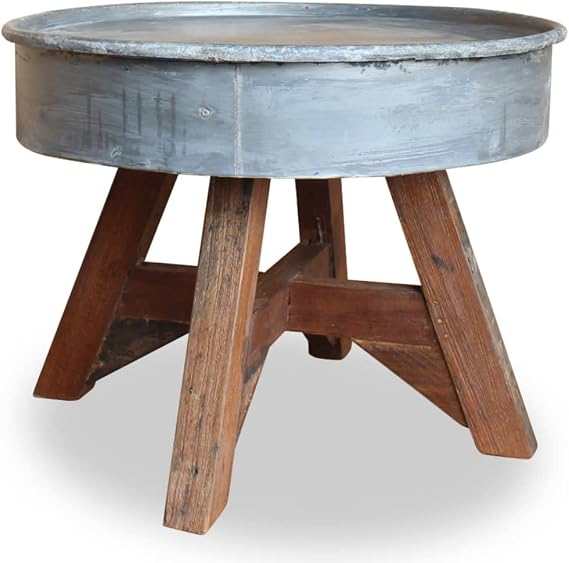 Coffee Table,Dresser,Bamboo Coffee Table,for Pool Decks, Gardens, patios, courtyards Solid Reclaimed Wood 23.6"x17.7" Silver