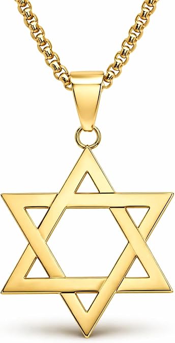 Steeltime NYC Star of David Necklace Stainless Steel Pendant Necklace for Men, Mens Necklace Chain with Jewish Star for Men and Women - Great Mens Necklaces and Pendants for Men and Women