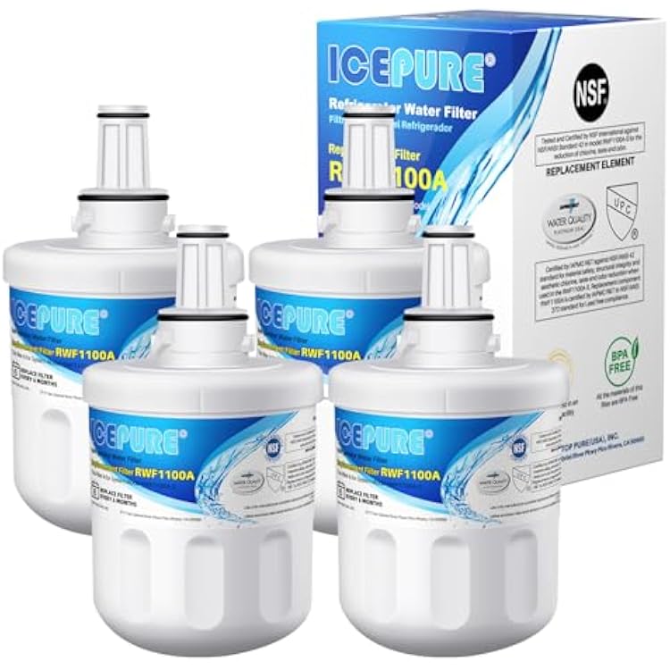ICEPURE DA29-00003G Refrigerator Water Filter Replacement for Samsung DA29-00003G, DA29-00003B, RSG257AARS, RFG237AARS, Aqua-Pure Plus, HAFCU1, RFG297AARS, RS22HDHPNSR, WSS-1, RWF1100A, 4PACK