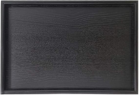 Food Tray Rec Solid Black Wood Tea Coffee Snack Food Meals Serving Tray Plate for Restaurant (30 * 20 * 2cm)
