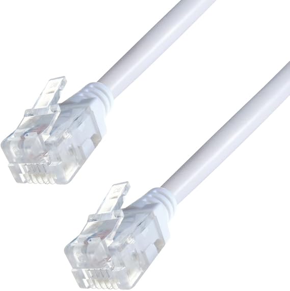Super High Speed ADSL 2+ Cable Telephone Extension RJ11-RJ11 2m Cat5e BT Broadband up to 10 Times faster than Standard Phone Cable Gold Plated Connector Premium Quality (2m).