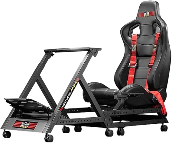Next Level Racing GTtrack Sim Racing Cockpit – Carbon Steel, Direct Drive Ready, Full Adjustability, Motion Platform Compatible, Logitech, Thrustmaster, Fanatec NLR-S009