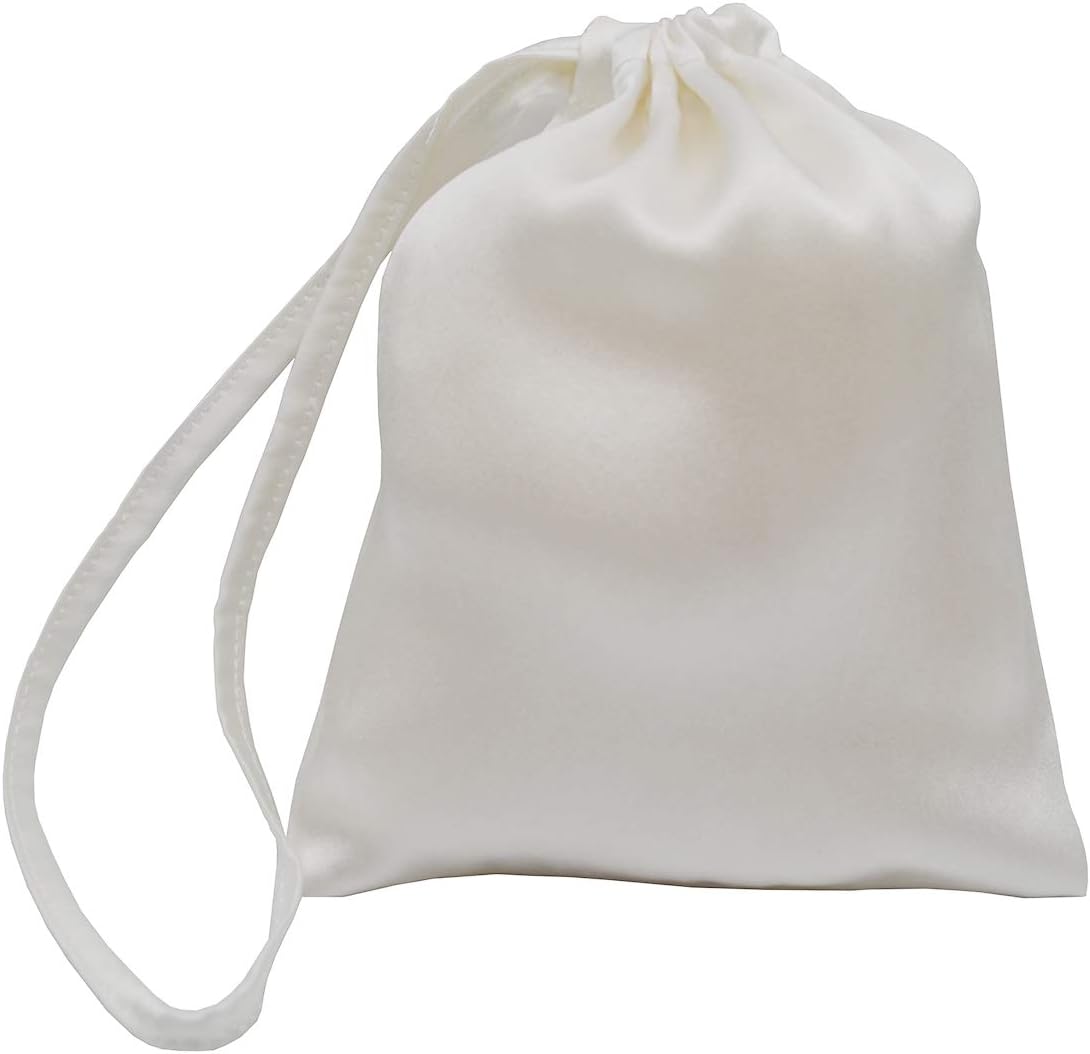 MAXFEEL 100% silk travel bags&gift bags with draw string solid dyed muticolor White