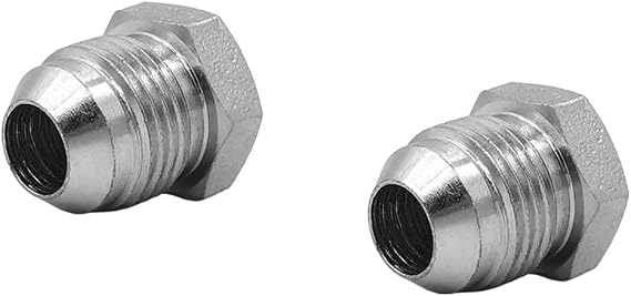 (2-PACK) 2408-08 Hydraulic Hose Adapter Fitting Tube Plug & Cap 1/2" Male JIC 37 (3/4"-16UNF) SAE Carbon Steel