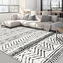 Nakagishi Black Rug Living Room 5X7: Washable Boho Large Neutral Soft Rug Modern Stain Resistant Moroccan Indoor Non-Slip Carpet for Bedroom Kids Playroom Office Dining Room Classroom Dorm