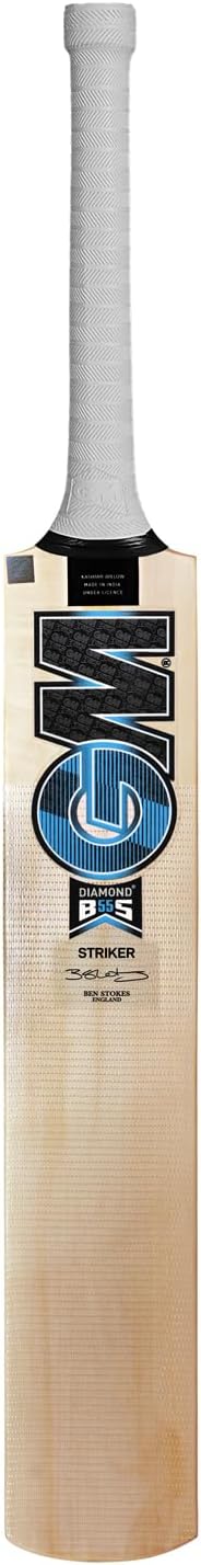 GM Diamond Striker Kashmir Willow Cricket Bat with Cross Weave Tape on The Face |Men and Boys | Light Weight | Free Cover|