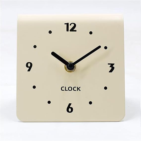 Cream Desktop Clock, Modern Creative Desktop Clock for Living Room Decoration, Student Bedside Clock Ornament (3.9in * 3.9in)-White