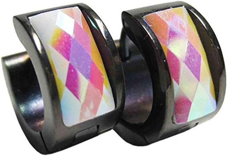 PAMTIER Unisex Cubic Zirconia Hip Hop Huggies Earrings Multi Colors | Stainless Steel
