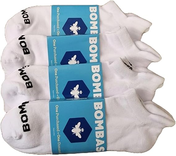 BOMBAS Women's Solids Ankle White Socks Medium (4 Pack)