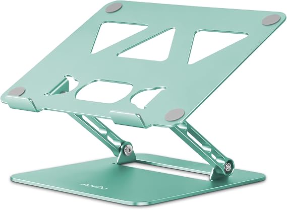 Aoviho Adjustable Laptop Stand for Desk,Portable Laptop Stand Holder and Riser,Foldable Aluminum Notebook Computer Stands for MacBook Air Pro HP Lenovo Dell Samsung, 10-15.6 inch (Fresh Green)