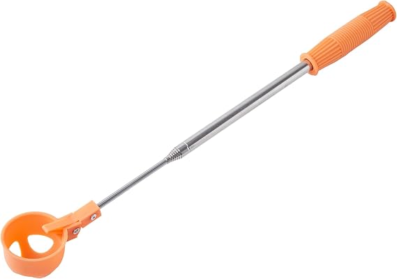 Egg Grabber for Chicken Eggs - Extendable Stainless Steel Egg Picker Tool with Non-Slip Handle, Long Reach Egg Lifter for Collecting Fresh Eggs from Coop, Poultry Nest, and Farm Use