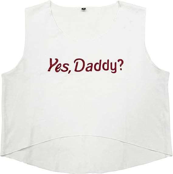 Girls Yes Daddy Printed Causal T Shirt Crop Top for Women Short Sleeve Cotton Tee Shirt Blouse