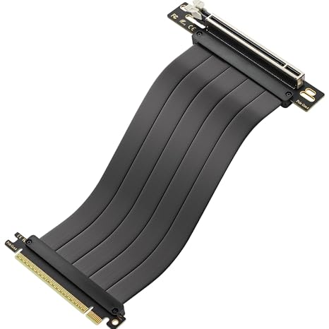 OwlTree Pcie 4.0 Riser Cable, PCIe 4.0 x16 High Speed Flexible Extension 90 Degree Adapter Compatible with 4090 4080 4070 3090 and Pcie 3.0 System 200mm/7.8inch