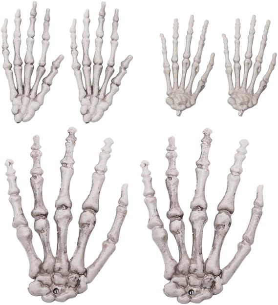 FOMIYES Halloween Skeleton Life Size 3Pairs Halloween Skeleton Hand, Looking Plastic Hands for Themed Party Decoration Props, Scary Props Decorations