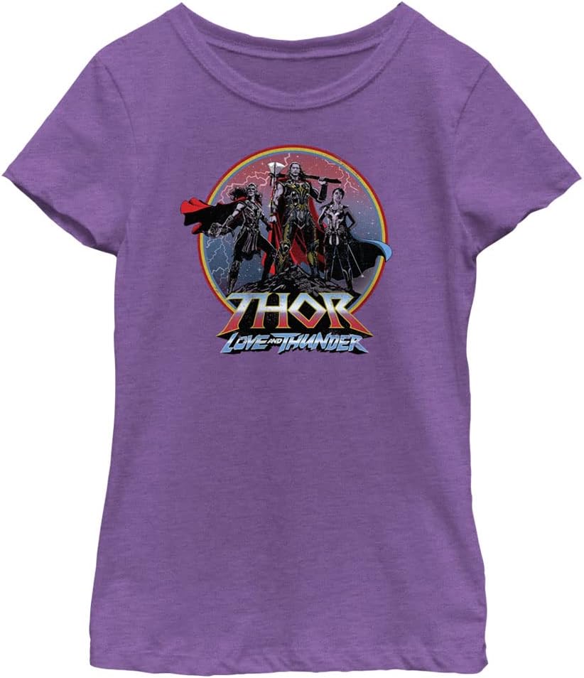 Marvel Thor: Love & Thunder Asgardians Circle Badge Girls Short Sleeve Tee Shirt