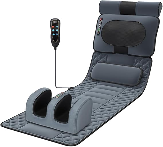 Full Body Massage Mat with Heat, Foot Massager Whole Body Vibration Massage Pad 9 Gear Massage /3 Timing Modes Shiatsu Massage Pad for Back Neck Lumbar Leg Foot