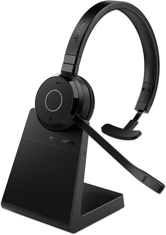 Jabra Evolve 65 TE (Third Edition) Wireless Single-Ear Headphones w/Charging Stand - Noise-Canceling Mic, 16 hrs Battery Life, Dual Connectivity, MS Teams Certified, Supports Other Platforms, Black