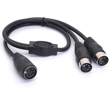 Din 5 Pin Female Jack to Dual 2 Male Plug Socket Cable (50cm) | MIDI Y Splitter Cable Adapter for MIDI Mixers,MIDI Keyboards,Music Mixers Electronic Pianos